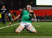 31 January 2020; Thomas Ahern of Ireland on his way to scoring his side's fifth try during the U20 Six Nations Rugby Championship match between Ireland and Scotland at Irish Independent Park in Cork. Photo by Harry Murphy/Sportsfile