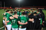 31 January 2020; Ireland players huddle following the U20 Six Nations Rugby Championship match between Ireland and Scotland at Irish Independent Park in Cork. Photo by Harry Murphy/Sportsfile