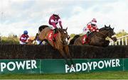 1 February 2020; Eclair De Beaufeu, left, with Sean O'Keeffe up, jumps the last on their way to winning The Matheson Handicap Steeplechase with ahead of eventual fourth place finisher Goulane Chosen, with Donal McInerney up, during Day One of the Dublin Racing Festival at Leopardstown Racecourse in Dublin. Photo by Matt Browne/Sportsfile