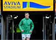 1 February 2020; Ireland Captain Jonathan Sexton runs out prior to the Guinness Six Nations Rugby Championship match between Ireland and Scotland at the Aviva Stadium in Dublin. Photo by Brendan Moran/Sportsfile