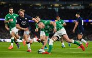 1 February 2020; Jonathan Sexton of Ireland scores his side's first try during the Guinness Six Nations Rugby Championship match between Ireland and Scotland at the Aviva Stadium in Dublin. Photo by Brendan Moran/Sportsfile