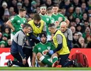 1 February 2020; Caelan Doris of Ireland is treated for an injury resulting in him having to leave the game during the Guinness Six Nations Rugby Championship match between Ireland and Scotland at the Aviva Stadium in Dublin. Photo by Ramsey Cardy/Sportsfile