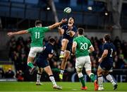 1 February 2020; Sean Maitland of Scotland and Jacob Stockdale of Ireland contests a high ball during the Guinness Six Nations Rugby Championship match between Ireland and Scotland at the Aviva Stadium in Dublin. Photo by Seb Daly/Sportsfile