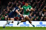 1 February 2020; Bundee Aki of Ireland is tackled by Huw Jones of Scotland during the Guinness Six Nations Rugby Championship match between Ireland and Scotland at the Aviva Stadium in Dublin. Photo by Brendan Moran/Sportsfile