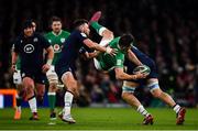 1 February 2020; Jacob Stockdale of Ireland is tackled by Nick Haining of Scotland during the Guinness Six Nations Rugby Championship match between Ireland and Scotland at the Aviva Stadium in Dublin. Photo by Brendan Moran/Sportsfile