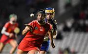 1 February 2020; Linda Collins of Cork is tackled by Kate McMahon of Waterford United during the Littlewoods Ireland National Camogie League Division 1 match between Cork and Waterford at Páirc Uí Chaoimh in Cork. Photo by Eóin Noonan/Sportsfile