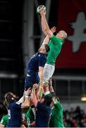 1 February 2020; Devin Toner of Ireland wins possession in a line-out ahead of Nick Haining of Scotland during the Guinness Six Nations Rugby Championship match between Ireland and Scotland at the Aviva Stadium in Dublin. Photo by Seb Daly/Sportsfile