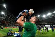 1 February 2020; Ireland's CJ Stander with his 6-month-old daughter Everli following the Guinness Six Nations Rugby Championship match between Ireland and Scotland at the Aviva Stadium in Dublin. Photo by Ramsey Cardy/Sportsfile