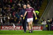 1 February 2020; Galway manager Padraic Joyce in conversation with Johnny Duane prior to the Allianz Football League Division 1 Round 2 match between Kerry and Galway at Austin Stack Park in Tralee, Kerry. Photo by Diarmuid Greene/Sportsfile