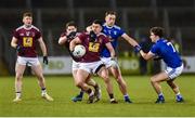 1 February 2020; David Lynch of Westmeath in action against Padraig Faulkner and Oisin Kiernan of Cavan during the Allianz Football League Division 2 Round 2 match between Cavan and Westmeath at Kingspan Breffni in Cavan. Photo by Oliver McVeigh/Sportsfile