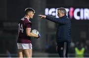 1 February 2020; Galway manager Padraic Joyce in conversation with Galway captain Shane Walsh prior to the Allianz Football League Division 1 Round 2 match between Kerry and Galway at Austin Stack Park in Tralee, Kerry. Photo by Diarmuid Greene/Sportsfile