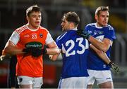 1 February 2020; Kieran Lillis, right, and Darragh Connolly of Laois celebrate as Paul Hughes of Armagh leaves the field following the Allianz Football League Division 2 Round 2 match between Laois and Armagh at MW Hire O'Moore Park in Portlaoise, Laois. Photo by Sam Barnes/Sportsfile
