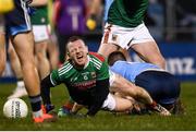 1 February 2020; Colm Boyle of Mayo goes down injured during the Allianz Football League Division 1 Round 2 match between Mayo and Dublin at Elverys MacHale Park in Castlebar, Mayo. Photo by Harry Murphy/Sportsfile