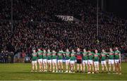 1 February 2020; Mayo players prior to the Allianz Football League Division 1 Round 2 match between Mayo and Dublin at Elverys MacHale Park in Castlebar, Mayo. Photo by Harry Murphy/Sportsfile