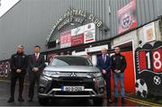 16 January 2020; Bohemian FC take delivery of their new Mitsubishi Outlander PHEV kit car as Mitsubishi Motors were announced as the clubs official vehicle partner. Pictured are, from left, Bohemian FC manager Keith Long, Gerard Rice, Managing Director Mitsubishi Motors, Mark Clarke, Dealer Principal Westbrook Motors and Daniel Lambert, Director Bohemian FC, at Dalymount Park in Dublin. Photo by Harry Murphy/Sportsfile