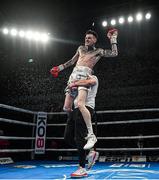 1 February 2020; Gary Cully celebrates after defeating Joe Fitzpatrick in their BUI Irish lightweight title bout at the Ulster Hall in Belfast. Photo by David Fitzgerald/Sportsfile
