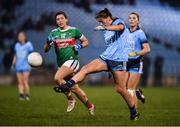 1 February 2020; Laura McGinley of Dublin in action against Natasha Gaughan of Mayo during the Lidl Ladies National Football League Division 1 Round 2 match between Mayo and Dublin at Elverys MacHale Park in Castlebar, Mayo. Photo by Harry Murphy/Sportsfile