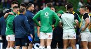 1 February 2020; Assistant coach Mike Catt speaks to the players prior to the Guinness Six Nations Rugby Championship match between Ireland and Scotland at the Aviva Stadium in Dublin. Photo by Brendan Moran/Sportsfile