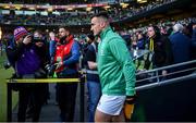 1 February 2020; Rónan Kelleher of Ireland makes his way onto the pitch prior to the Guinness Six Nations Rugby Championship match between Ireland and Scotland at the Aviva Stadium in Dublin. Photo by Brendan Moran/Sportsfile