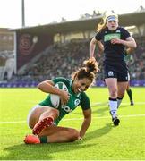 2 February 2020; Sene Naoupu of Ireland celebrates after scoring her side's second try during the Women's Six Nations Rugby Championship match between Ireland and Scotland at Energia Park in Donnybrook, Dublin. Photo by Ramsey Cardy/Sportsfile