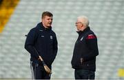 2 February 2020; Joe Canning of Galway in conversation with kitman James 'Tex' Callaghan prior to the Allianz Hurling League Division 1 Group A Round 2 match between Limerick and Galway at LIT Gaelic Grounds in Limerick. Photo by Diarmuid Greene/Sportsfile