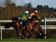 2 February 2020; Aspire Tower, with Rachael Blackmore up, fall at the last alongside Cerberus, with Mark Walsh up, during the Tattersalls Ireland Spring Juvenile Hurdle on Day Two of the Dublin Racing Festival at Leopardstown Racecourse in Dublin. Photo by Harry Murphy/Sportsfile