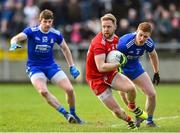 2 February 2020; Frank Burns of Tyrone in action against Kieran Duffy of Monaghan during the Allianz Football League Division 1 Round 2 match between Monaghan and Tyrone at St. Mary's Park in Castleblayney, Monaghan. Photo by Oliver McVeigh/Sportsfile
