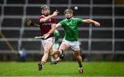 2 February 2020; Sean Linnane of Galway in action against Darragh O’Donovan of Limerick during the Allianz Hurling League Division 1 Group A Round 2 match between Limerick and Galway at LIT Gaelic Grounds in Limerick. Photo by Diarmuid Greene/Sportsfile