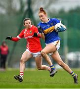 2 February 2020; Aishling Moloney of Tipperary in action against Melissa Duggan of Cork during the 2020 Lidl Ladies National Football League Division 1 Round 2 match between Tipperary and Cork at Ardfinnan in Clonmel, Tipperary. Photo by Eóin Noonan/Sportsfile