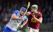 2 February 2020; Patrick Curran of Waterford in action against Brendan Doyle of Westmeath during the Allianz Hurling League Division 1 Group A Round 2 match between Westmeath and Waterford at TEG Cusack Park in Mullingar, Westmeath. Photo by Piaras Ó Mídheach/Sportsfile