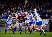 2 February 2020; Joey Boyle of Westmeath in action against Waterford players, from left, Jake Dillon, Mark O'Brien, Conor Prunty, and Jack Fagan during the Allianz Hurling League Division 1 Group A Round 2 match between Westmeath and Waterford at TEG Cusack Park in Mullingar, Westmeath. Photo by Piaras Ó Mídheach/Sportsfile