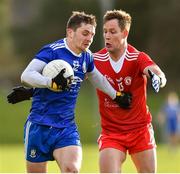 2 February 2020; Dermot Malone of Monaghan in action against Kieran McGeary of Tyrone during the Allianz Football League Division 1 Round 2 match between Monaghan and Tyrone at St. Mary's Park in Castleblayney, Monaghan. Photo by Oliver McVeigh/Sportsfile
