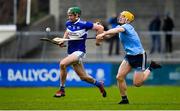 2 February 2020; Paddy Purcell of Laois races clear of Daire Gray of Dublin during the Allianz Hurling League Division 1 Group B Round 2 match between Dublin and Laois at Parnell Park in Dublin. Photo by Brendan Moran/Sportsfile
