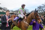 2 February 2020; Paul Townend celebrates on Faugheen after winning the Flogas Novice Steeplechase on Day Two of the Dublin Racing Festival at Leopardstown Racecourse in Dublin. Photo by Harry Murphy/Sportsfile