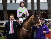 2 February 2020; Paul Townend celebrates with winning connection Peter Welch after sending out Faugheen to win the Flogas Novice Steeplechase on Day Two of the Dublin Racing Festival at Leopardstown Racecourse in Dublin. Photo by Harry Murphy/Sportsfile