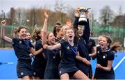 2 February 2020; Aisling Murray of Loreto Beaufort, centre right, and team-mates celebrate with the cup following the Leinster Hockey Schoolgirls Senior Cup Final match between Newpark Comprehensive and Loreto Beaufort at the National Hockey Stadium in UCD, Dublin. Photo by Sam Barnes/Sportsfile