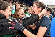 2 February 2020; Ana Kennedy of Loreto Beaufort celebrates with supporters following the Leinster Hockey Schoolgirls Senior Cup Final match between Newpark Comprehensive and Loreto Beaufort at the National Hockey Stadium in UCD, Dublin. Photo by Sam Barnes/Sportsfile