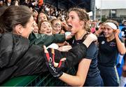 2 February 2020; Ana Kennedy of Loreto Beaufort celebrates with supporters following the Leinster Hockey Schoolgirls Senior Cup Final match between Newpark Comprehensive and Loreto Beaufort at the National Hockey Stadium in UCD, Dublin. Photo by Sam Barnes/Sportsfile