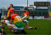2 February 2020; A view of the scoreboard as Carlow players stretch following the Allianz Hurling League Division 1 Group B Round 2 match between Carlow and Kilkenny at Netwatch Cullen Park in Carlow. Photo by David Fitzgerald/Sportsfile