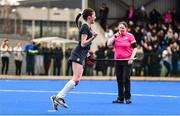 2 February 2020; Emily Kealy of Loreto Beaufort  celebrates after scoring her side's first goal from the penalty spot during the Leinster Hockey Schoolgirls Senior Cup Final match between Newpark Comprehensive and Loreto Beaufort at the National Hockey Stadium in UCD, Dublin. Photo by Sam Barnes/Sportsfile