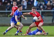 2 February 2020; Kieran McGeary of Tyrone in action against CHristopher McGuinness and Conor McCarthy of Monaghan during the Allianz Football League Division 1 Round 2 match between Monaghan and Tyrone at St. Mary's Park in Castleblayney, Monaghan. Photo by Oliver McVeigh/Sportsfile