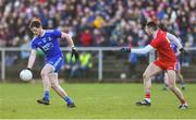 2 February 2020; Conor McManus of Monaghan in action against Michael Cassidy of Tyrone during the Allianz Football League Division 1 Round 2 match between Monaghan and Tyrone at St. Mary's Park in ?Castleblayney, Monaghan. Photo by Oliver McVeigh/Sportsfile