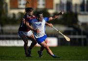 2 February 2020; Jake Dillon of Waterford in action against Aonghus Clarke of Westmeath during the Allianz Hurling League Division 1 Group A Round 2 match between Westmeath and Waterford at TEG Cusack Park in Mullingar, Westmeath. Photo by Piaras Ó Mídheach/Sportsfile