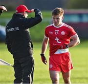 2 February 2020; Mark Bradley of Tyrone walks off past Tyrone manager Mickey Harte after receiving a Red card during the Allianz Football League Division 1 Round 2 match between Monaghan and Tyrone at St. Mary's Park in Castleblayney, Monaghan. Photo by Oliver McVeigh/Sportsfile