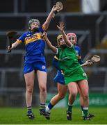 2 February 2020; Roisin Howard of Tipperary in action against Deborah Murphy of Limerick during the Littlewoods Ireland National Camogie League Division 1 match between Limerick and Tipperary at LIT Gaelic Grounds in Limerick. Photo by Diarmuid Greene/Sportsfile