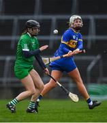 2 February 2020; Nicole Walsh of Tipperary in action against Judith Mulcahy of Limerick during the Littlewoods Ireland National Camogie League Division 1 match between Limerick and Tipperary at LIT Gaelic Grounds in Limerick. Photo by Diarmuid Greene/Sportsfile