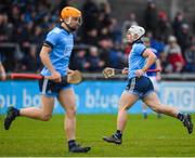 2 February 2020; Andrew Dunphy of Dublin comes on as a substitute for team-mate Cian O'Callaghan, left, during the Allianz Hurling League Division 1 Group B Round 2 match between Dublin and Laois at Parnell Park in Dublin. Photo by Brendan Moran/Sportsfile