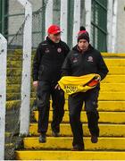 2 February 2020; Tyrone manager Mickey Harte and assistant manager Gavin Devlin before the Allianz Football League Division 1 Round 2 match between Monaghan and Tyrone at St. Mary's Park in Castleblayney, Monaghan. Photo by Oliver McVeigh/Sportsfile