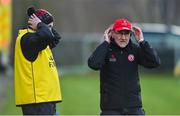 2 February 2020; Tyrone manager Mickey Harte, right, and assistant manager Gavin Devlin during the Allianz Football League Division 1 Round 2 match between Monaghan and Tyrone at St. Mary's Park in Castleblayney, Monaghan. Photo by Oliver McVeigh/Sportsfile