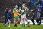 2 February 2020; Seán Tobin of Meath shakes hands with Jamie Brennan of Donegal after the Allianz Football League Division 1 Round 2 match between Meath and Donegal at Páirc Tailteann in Navan, Meath. Photo by Daire Brennan/Sportsfile
